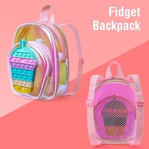 New Pink Boba Milk Tea Pop It Fidget Backpack